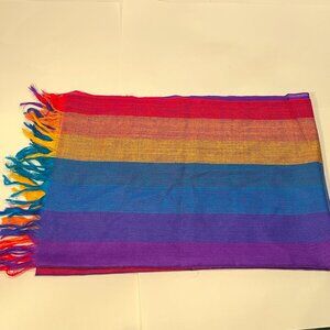 Multicolored Striped Scarf with Fringe